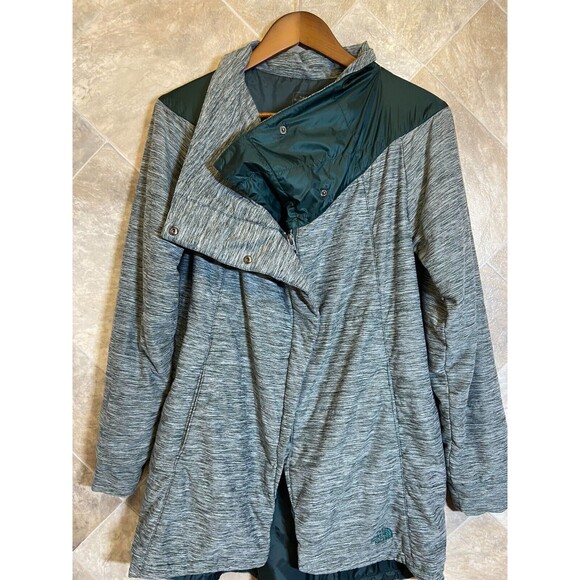 The North Face Jacket Women's Size M Green Long Pseudio Cowlneck Full Zip Puffer - Picture 7 of 13